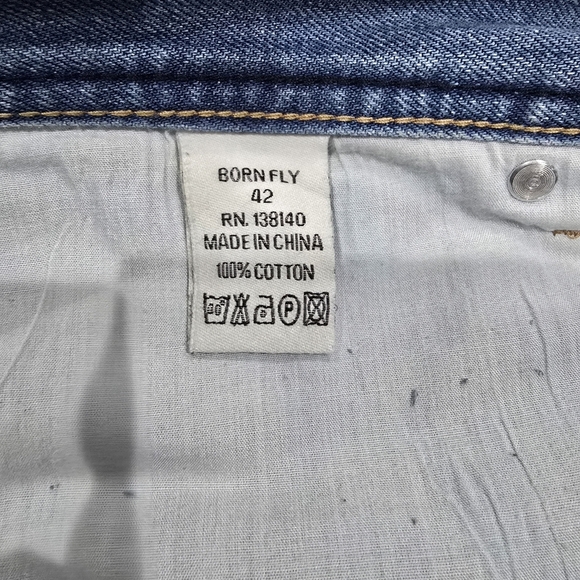 Born Fly Men's Denim Shorts Distressed Blue Size 42 - Picture 3 of 8